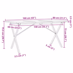 vidaXL Dining Table Kitchen Dinner Table X-Frame Solid Wood Pine and Steel