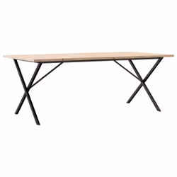 vidaXL Dining Table Kitchen Dinner Table X-Frame Solid Wood Pine and Steel