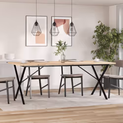 vidaXL Dining Table Kitchen Dinner Table X-Frame Solid Wood Pine and Steel