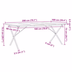 vidaXL Dining Table Kitchen Dinner Table X-Frame Solid Wood Pine and Steel
