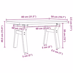 vidaXL Coffee Table Y-Frame End Table Side Table Solid Wood Pine and Cast Iron - Additional view 9