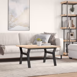 vidaXL Coffee Table Y-Frame End Table Side Table Solid Wood Pine and Cast Iron