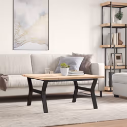 vidaXL Coffee Table Y-Frame End Table Side Table Solid Wood Pine and Cast Iron