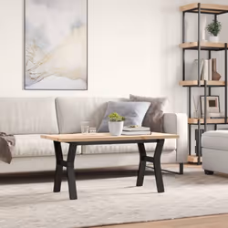 vidaXL Coffee Table Y-Frame End Table Side Table Solid Wood Pine and Cast Iron