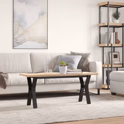 vidaXL Coffee Table End Table Side Table Y-Frame Solid Wood Pine and Steel - Additional view 2