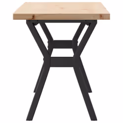 vidaXL Coffee Table End Table Side Table Y-Frame Solid Wood Pine and Steel - Additional view 4