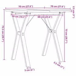 vidaXL Dining Table Kitchen Dinner Table Y-Frame Solid Wood Pine and Steel - Additional view 3