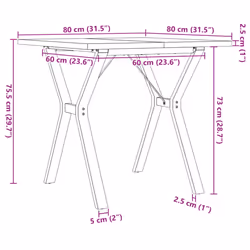vidaXL Dining Table Kitchen Dinner Table Y-Frame Solid Wood Pine and Steel - Additional view 3