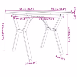 vidaXL Dining Table Kitchen Dinner Table Y-Frame Solid Wood Pine and Steel - Additional view 9
