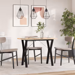 vidaXL Dining Table Kitchen Dinner Table Y-Frame Solid Wood Pine and Steel - Additional view 2