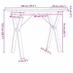 vidaXL Dining Table Kitchen Dinner Table Y-Frame Solid Wood Pine and Steel - Additional view 9