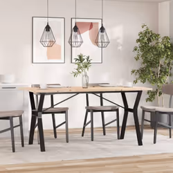 vidaXL Dining Table Kitchen Dinner Table Y-Frame Solid Wood Pine and Steel - Additional view 2