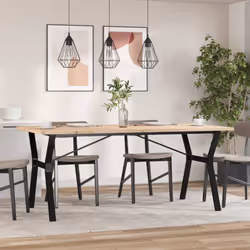 vidaXL Dining Table Kitchen Dinner Table Y-Frame Solid Wood Pine and Steel - Additional view 2
