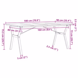 vidaXL Dining Table Kitchen Dinner Table Y-Frame Solid Wood Pine and Steel - Additional view 3