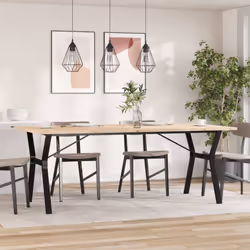 vidaXL Dining Table Kitchen Dinner Table Y-Frame Solid Wood Pine and Steel - Additional view 2
