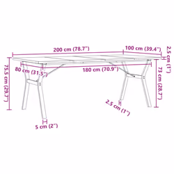 vidaXL Dining Table Kitchen Dinner Table Y-Frame Solid Wood Pine and Steel - Additional view 3
