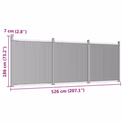 vidaXL Fence Panel Patio Outdoor Privacy Fence Board Garden Picket Fence WPC - grey, 526 x 186 cm