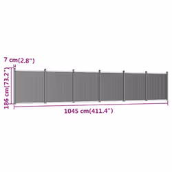 vidaXL Fence Panel Patio Outdoor Privacy Fence Board Garden Picket Fence WPC - grey, 1045 x 186 cm - Additional view 9