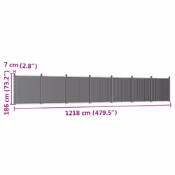 vidaXL Fence Panel Patio Outdoor Privacy Fence Board Garden Picket Fence WPC - grey, 1218 x 186 cm - Additional view 9