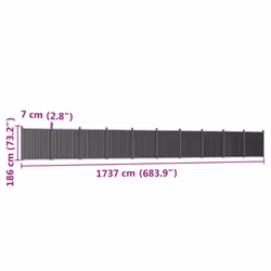 vidaXL Fence Panel Patio Outdoor Privacy Fence Board Garden Picket Fence WPC - grey, 1737 x 186 cm