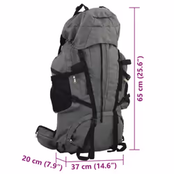 vidaXL Hiking Backpack Lightweight Travel Rucksack Grey 60 L Oxford Fabric