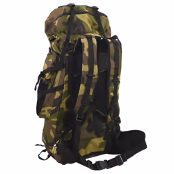 vidaXL Hiking Backpack Travel Rucksack Green Camouflage 60 L Oxford Fabric