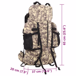 vidaXL Hiking Backpack Rucksack Camel Brown Camouflage 60 L Oxford Fabric - Additional view 7