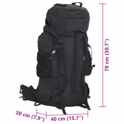vidaXL Hiking Backpack Lightweight Travel Rucksack Black 80 L Oxford Fabric - Additional view 7