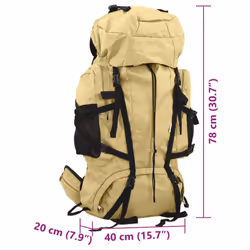 vidaXL Hiking Backpack Lightweight Travel Rucksack Khaki 80 L Oxford Fabric
