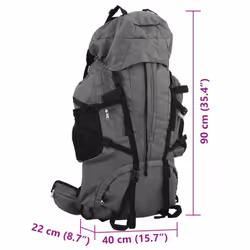 vidaXL Hiking Backpack Lightweight Travel Rucksack Grey 100 L Oxford Fabric - Additional view 7