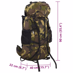 vidaXL Hiking Backpack Travel Rucksack Green Camouflage 100 L Oxford Fabric - Additional view 7