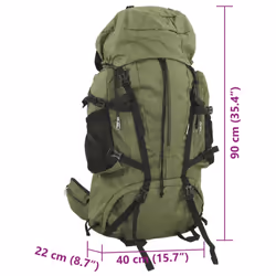 vidaXL Hiking Backpack Camping Travel Rucksack Army Green 100 L Oxford Fabric - Additional view 7