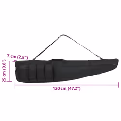 vidaXL Rifle Bag with Shoulder Strap Portable Gun Bag Gun Case Oxford Fabric - black, 120 x 25 x 7 cm