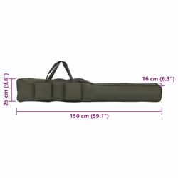 vidaXL Fishing Rod Bag Fishing Carrier Bag Dark Green 150 cm Oxford Fabric
