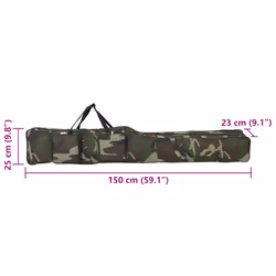 vidaXL Fishing Rod Bag Fishing Pole Bag Green Camouflage 150 cm Oxford Fabric