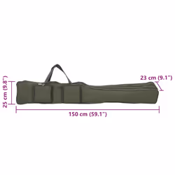 vidaXL Fishing Rod Bag Fishing Carrier Bag Dark Green 150 cm Oxford Fabric