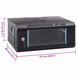 vidaXL 9U Wall Mounted Network Cabinet Home Server Rack Data Cabinet 19" IP20 - black, 530 x 400 x 210 mm