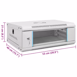 vidaXL 9U Wall Mounted Network Cabinet Home Server Rack Data Cabinet 19" IP20 - grey, 530 x 400 x 210 mm