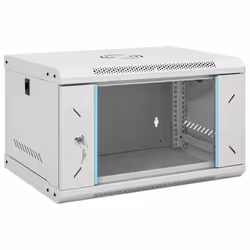 vidaXL 9U Wall Mounted Network Cabinet Home Server Rack Data Cabinet 19" IP20 - grey, 530 x 400 x 300 mm