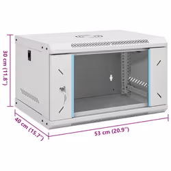 vidaXL 9U Wall Mounted Network Cabinet Home Server Rack Data Cabinet 19" IP20 - grey, 530 x 400 x 300 mm