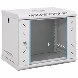 vidaXL 9U Wall Mounted Network Cabinet Home Server Rack Data Cabinet 19" IP20 - grey, 530 x 400 x 450 mm