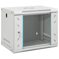 vidaXL 9U Wall Mounted Network Cabinet Home Server Rack Data Cabinet 19" IP20 - grey, 530 x 400 x 450 mm