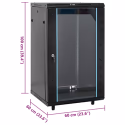 vidaXL Network Cabinet with Feet Office Server Rack Data Cabinet 19" IP20 - black, 600 x 600 x 1000 mm - Additional view 6