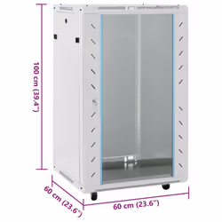 vidaXL Network Cabinet with Feet Office Server Rack Data Cabinet 19" IP20 - grey, 600 x 600 x 1000 mm - Additional view 7