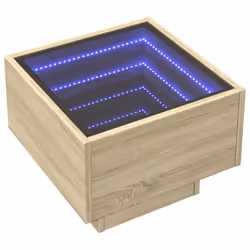 vidaXL Side Table with LED Hallway Tea End Table Sofa Table Engineered Wood - sonoma oak, 40 x 40 x 30 cm - Additional view 2
