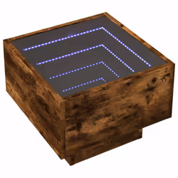 vidaXL Side Table with LED Hallway Tea End Table Sofa Table Engineered Wood - smoked oak, 40 x 40 x 30 cm - Additional view 2