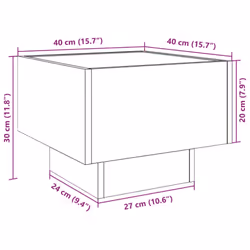 vidaXL Side Table with LED Hallway Tea End Table Sofa Table Engineered Wood - smoked oak, 40 x 40 x 30 cm - Additional view 3
