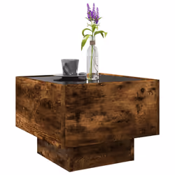 vidaXL Side Table with LED Hallway Tea End Table Sofa Table Engineered Wood - smoked oak, 40 x 40 x 30 cm - Additional view 4