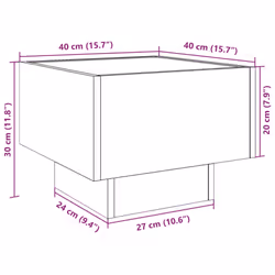 vidaXL Side Table with LED Hallway Tea End Table Sofa Table Engineered Wood - grey sonoma, 40 x 40 x 30 cm - Additional view 3