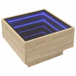 vidaXL Side Table with LED Hallway Tea End Table Sofa Table Engineered Wood - sonoma oak, 50 x 50 x 30 cm - Additional view 2